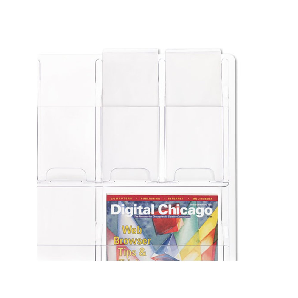 Reveal Clear Literature Displays, 12 Compartments, 30w x 2d x 34.75h, Clear - Safco