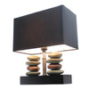 Rectangular Dual Stacked Stone Ceramic Table Lamp with Black Shade - Elegant Designs