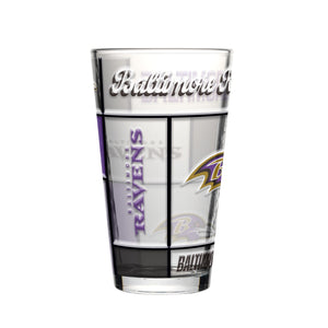 Baltimore Ravens Pint Glass 16oz Quilted Stained Boxed - Logo Brands