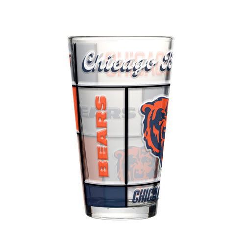 Chicago Bears Pint Glass 16oz Quilted Stained Boxed - Logo Brands