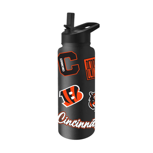 Cincinnati Bengals Quencher Bottle 34oz Stainless Steel Dreamweave - Logo Brands