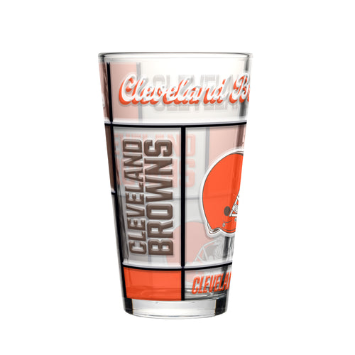 Cleveland Browns Pint Glass 16oz Quilted Stained Boxed - Logo Brands