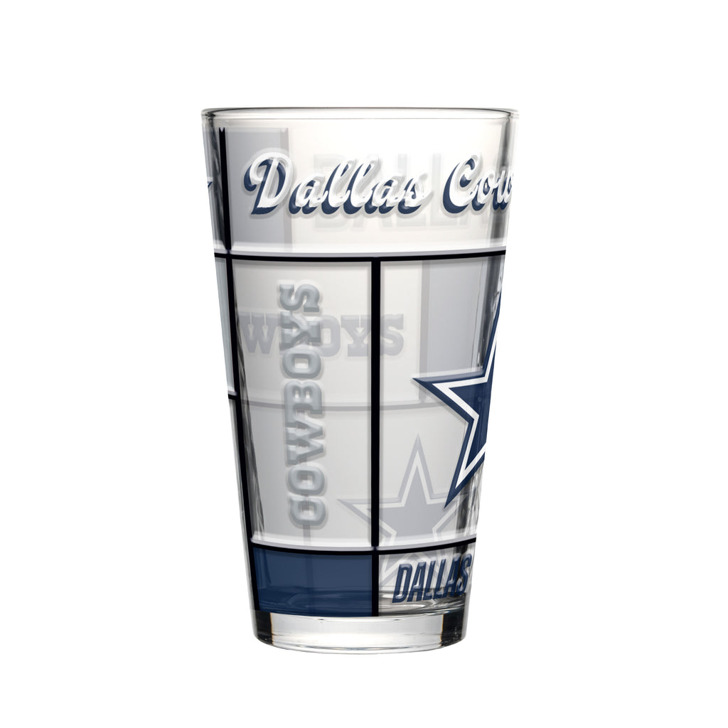 Dallas Cowboys Pint Glass 16oz Quilted Stained Boxed - Logo Brands