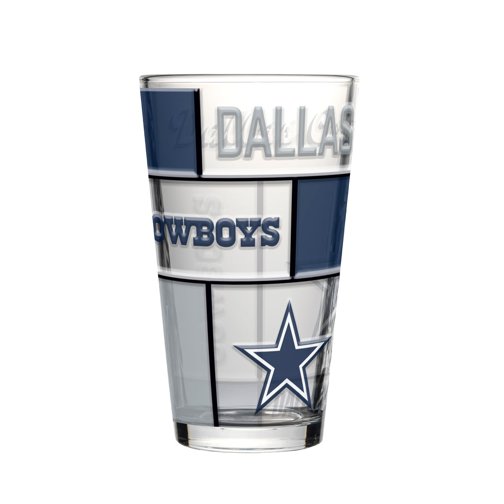 Dallas Cowboys Pint Glass 16oz Quilted Stained Boxed - Logo Brands