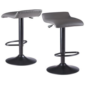 Tarah Adjustable Swivel Stools, 2-Pc Set, Black & Slate Gray - Winsome Wood