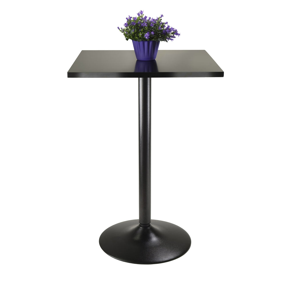 Pub Table Square Black MDF Top with Black leg and base - Winsome Wood
