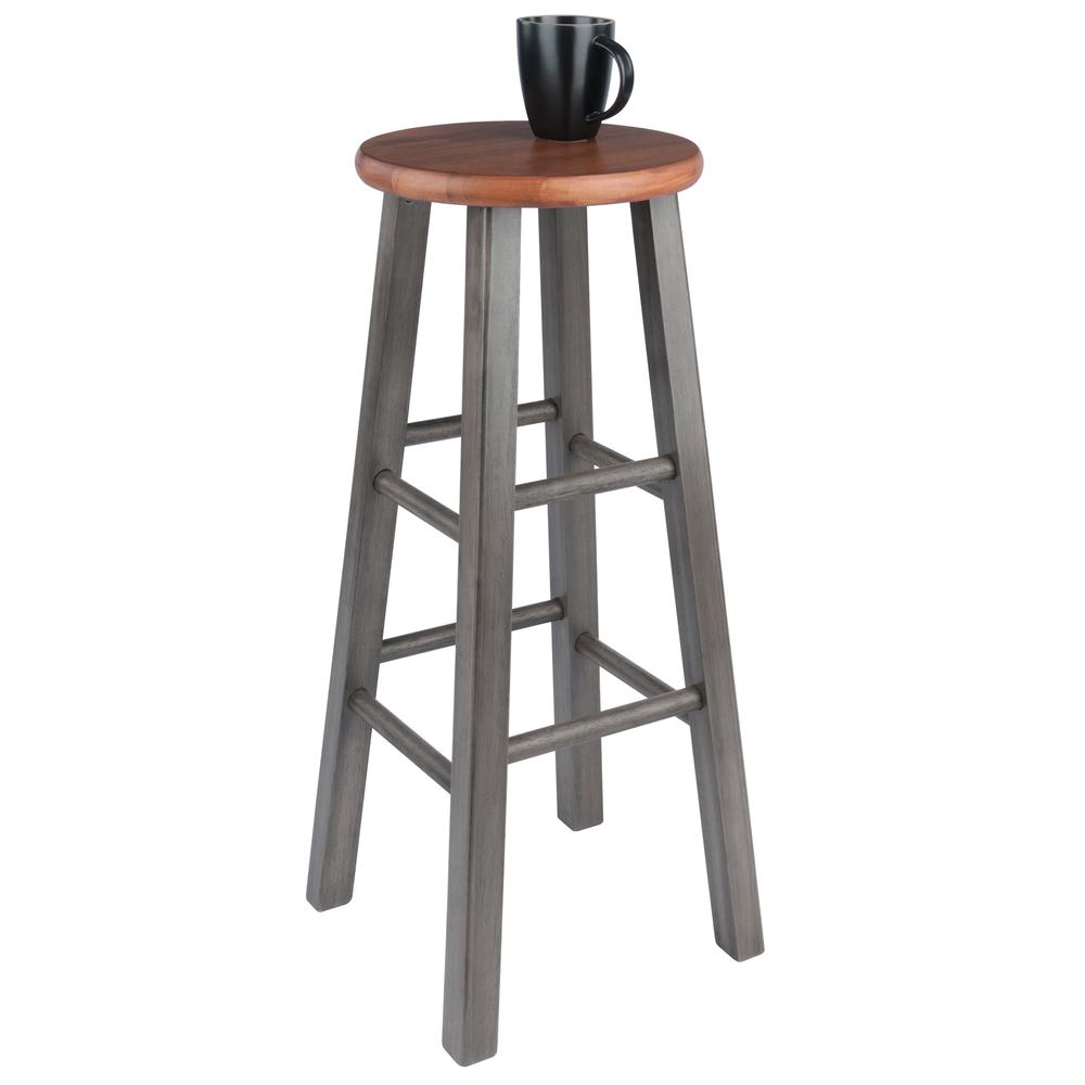 Ivy Bar Stool 29'', Rustic Teak / Gray Finish - Winsome Wood
