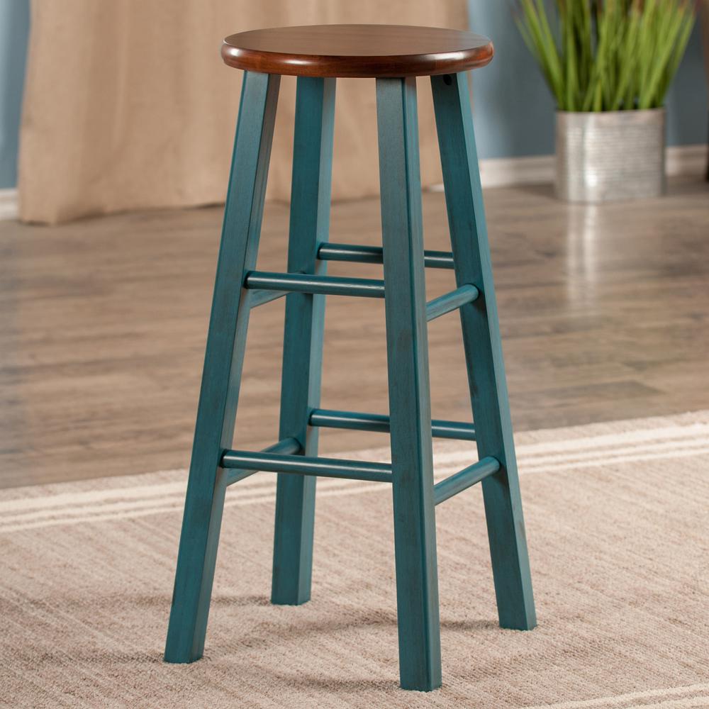 Ivy 29'' Bar Stool Rustic Teal w/ Walnut Seat - Winsome Wood