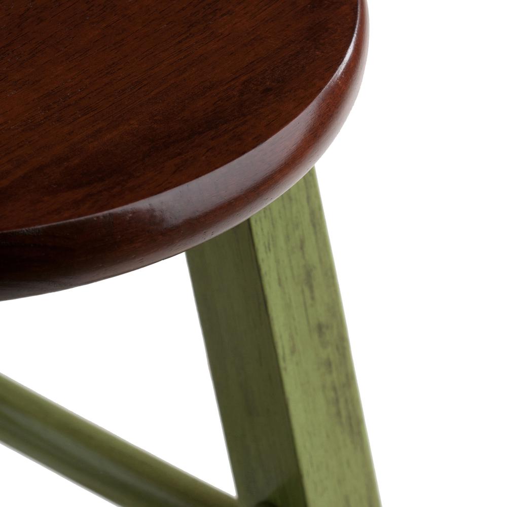 Ivy 29'' Bar Stool Rustic Green w/ Walnut Seat - Winsome Wood