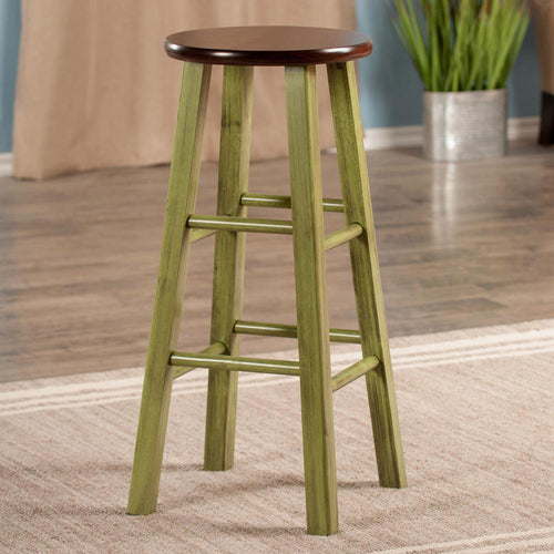 Ivy 29'' Bar Stool Rustic Green w/ Walnut Seat - Winsome Wood