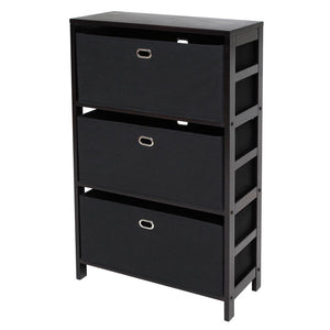 Torino 4-PC Set Storage Shelf w/ Black Fabric Baskets - Winsome Wood