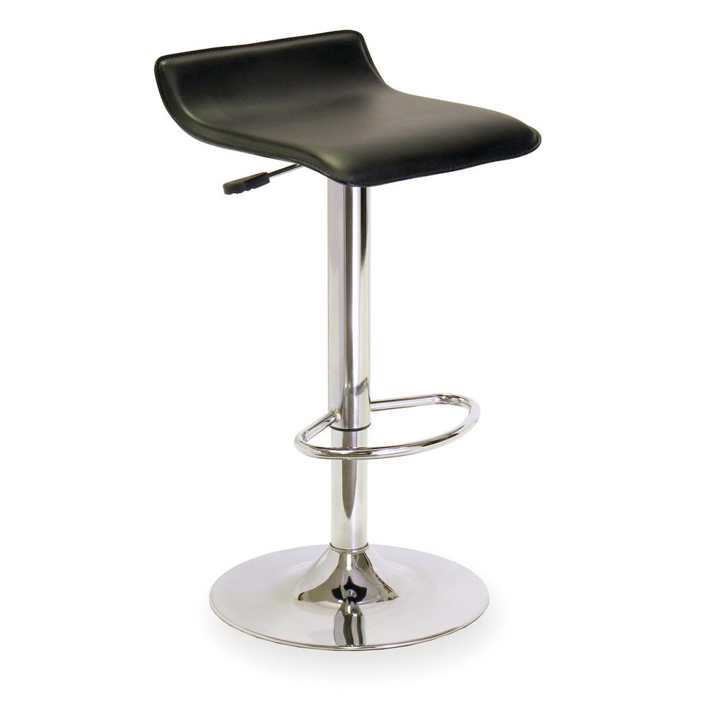 Single Airlift Swivel Stool with Black Faux Leather Seat - Winsome Wood