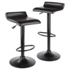Paris Set of 2 Airlift Adjustable Swivel Stool with PU Leather Seat and Black Metal Base - Winsome Wood