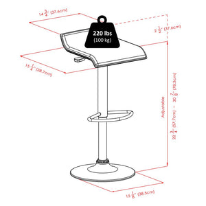 Spectrum Set of 2, Adjustable Air Lift Stool, Black Faux Leather, RTA - Winsome Wood