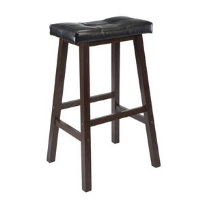 Mona 29'' Cushion Saddle Seat Stool, Black, Faux Leather, RTA - Winsome Wood