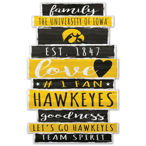 Iowa Hawkeyes Sign 11x17 Wood Family Word - WinCraft