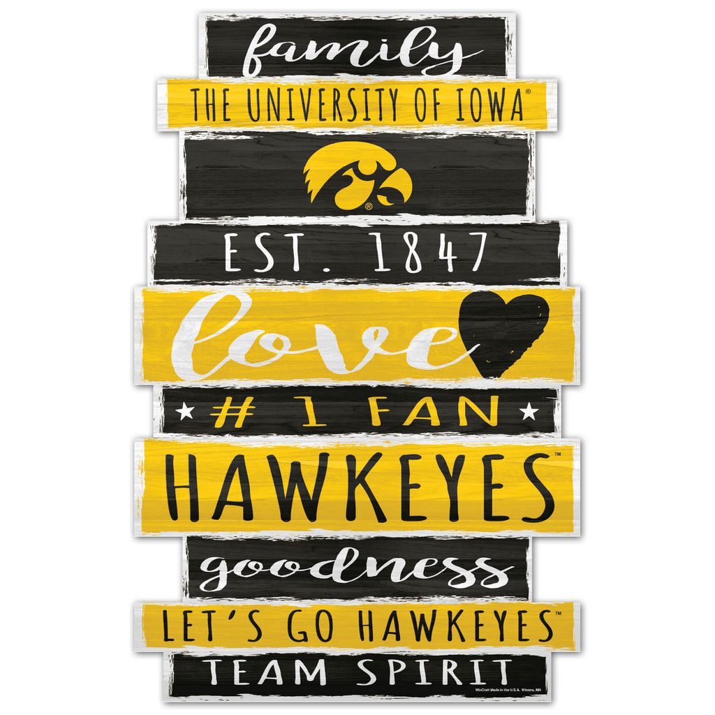 Iowa Hawkeyes Sign 11x17 Wood Family Word - WinCraft
