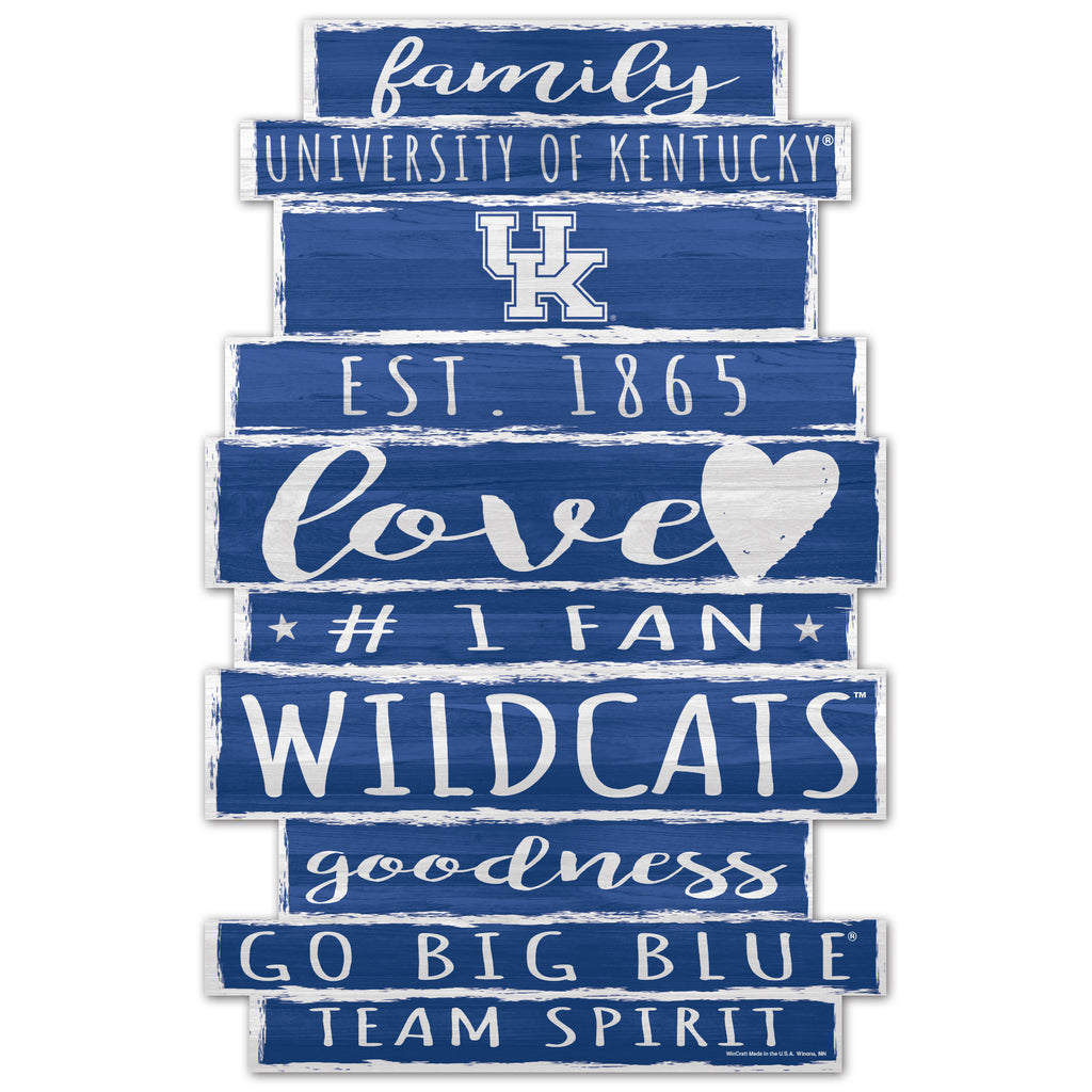 Kentucky Wildcats Sign 11x17 Wood Family Word Design - WinCraft