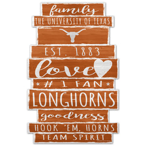 Texas Longhorns Sign 11x17 Wood Family Word - WinCraft