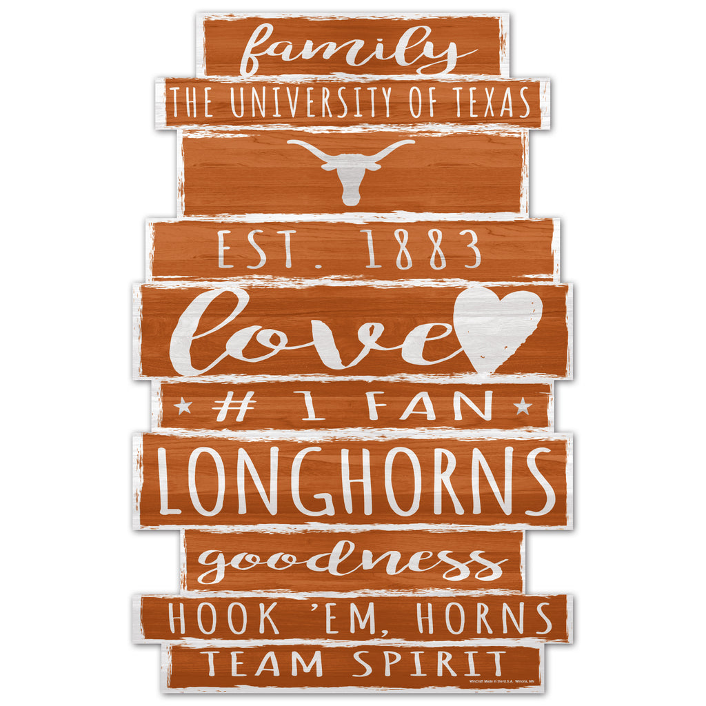 Texas Longhorns Sign 11x17 Wood Family Word - WinCraft