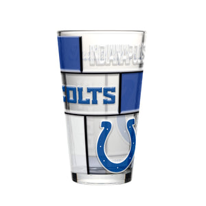 Indianapolis Colts Pint Glass 16oz Quilted Stained Boxed - Logo Brands
