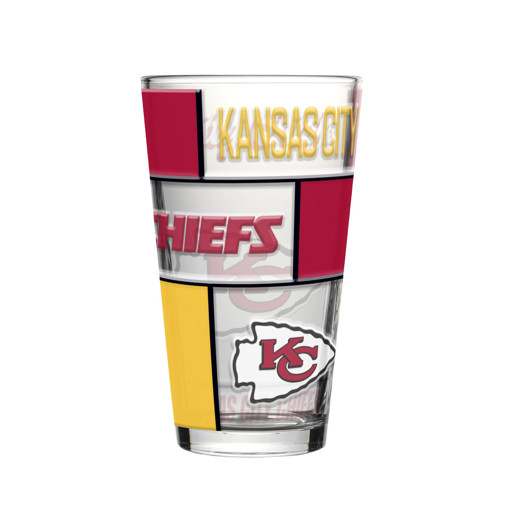 Kansas City Chiefs Pint Glass 16oz Quilted Stained Boxed - Logo Brands