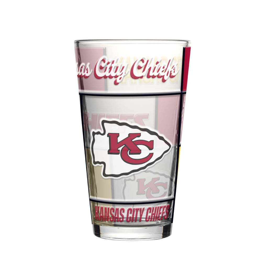 Kansas City Chiefs Pint Glass 16oz Quilted Stained Boxed - Logo Brands
