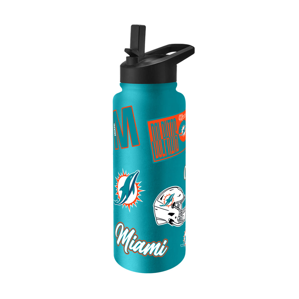 Miami Dolphins Quencher Bottle 34oz Stainless Steel Dreamweave - Logo Brands