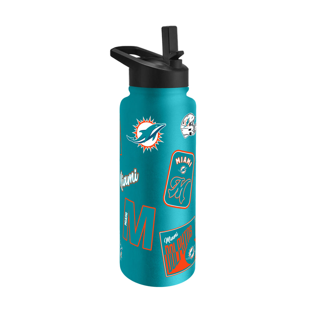 Miami Dolphins Quencher Bottle 34oz Stainless Steel Dreamweave - Logo Brands