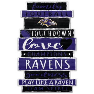 Baltimore Ravens Sign 11x17 Wood Family Word - WinCraft