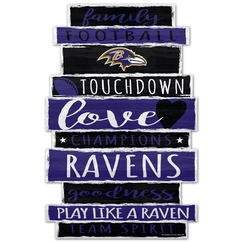 Baltimore Ravens Sign 11x17 Wood Family Word - WinCraft