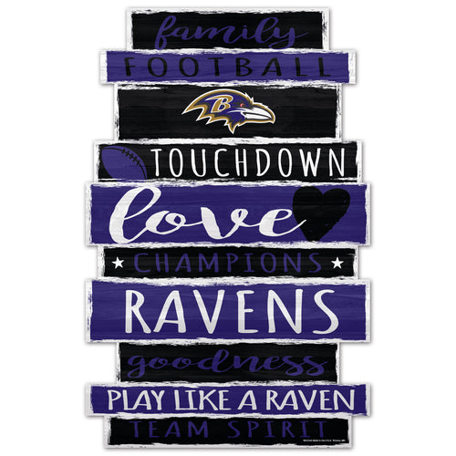 Baltimore Ravens Sign 11x17 Wood Family Word - WinCraft