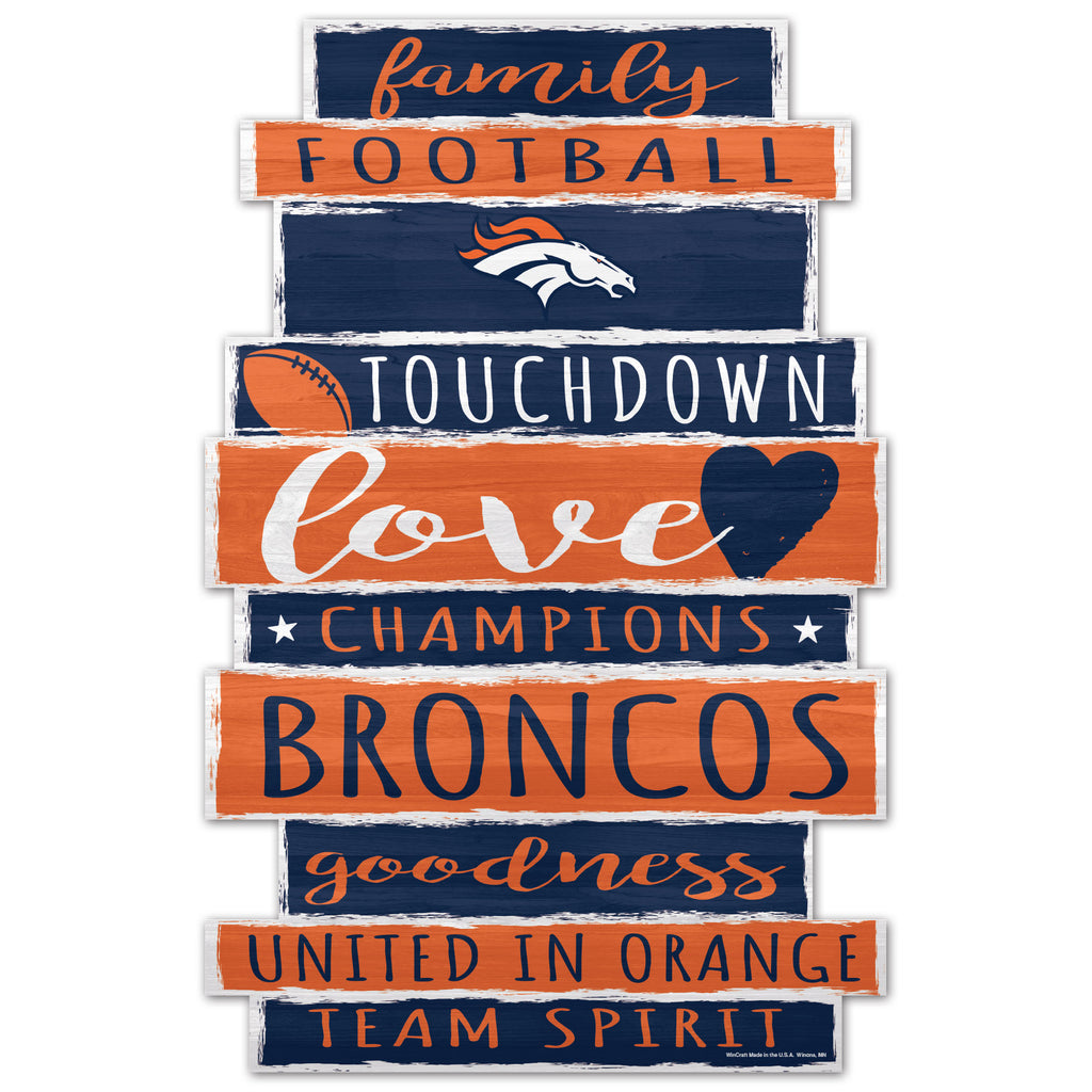 Denver Broncos Sign 11x17 Wood Family Word - WinCraft