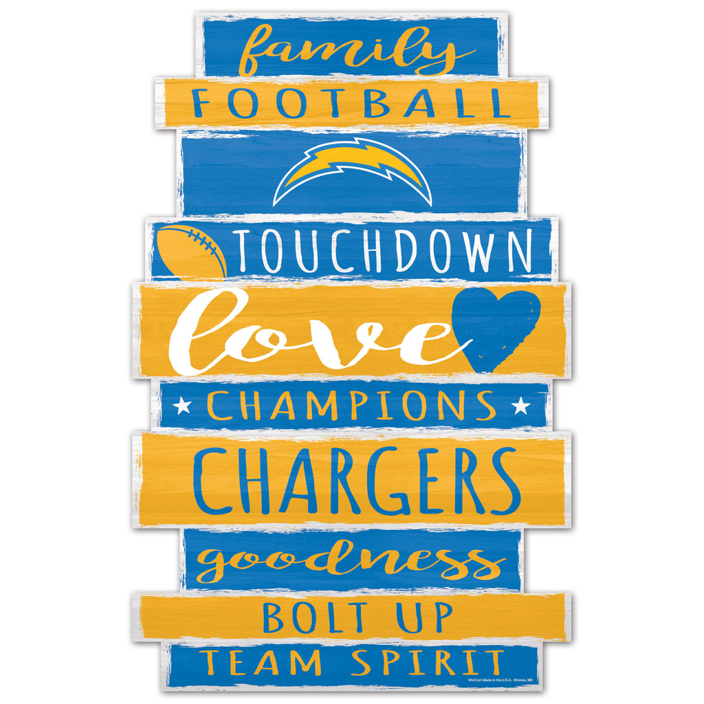 Los Angeles Chargers Sign 11x17 Wood Family Word - WinCraft