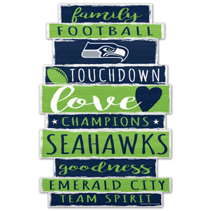 Seattle Seahawks Sign 11x17 Wood Family Word - WinCraft