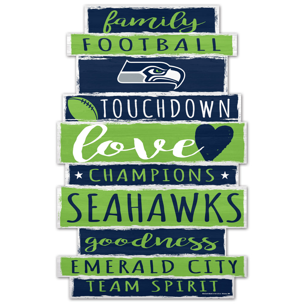 Seattle Seahawks Sign 11x17 Wood Family Word - WinCraft