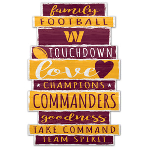 Washington Commanders Sign 11x17 Wood Family Word Design - WinCraft