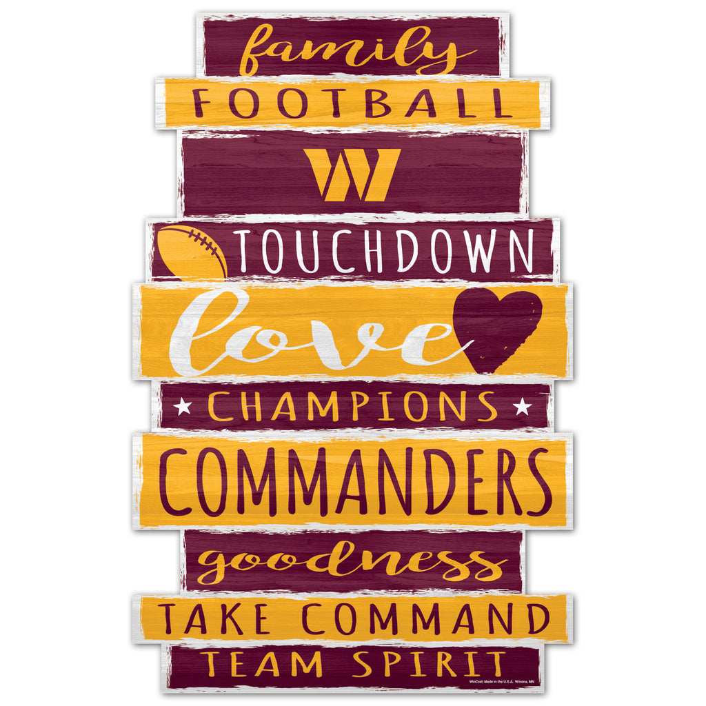Washington Commanders Sign 11x17 Wood Family Word Design - WinCraft