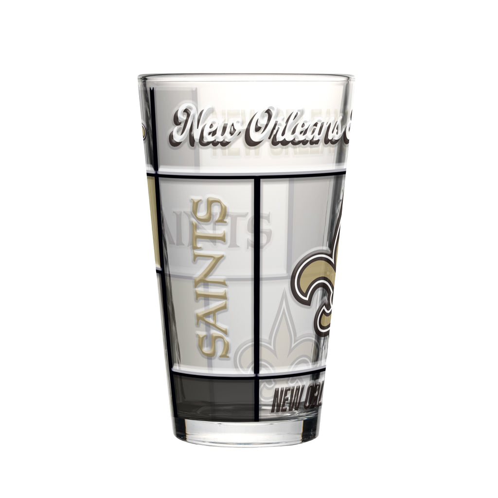 New Orleans Saints Pint Glass 16oz Quilted Stained Boxed - Logo Brands