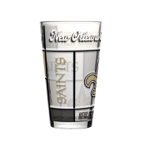 New Orleans Saints Pint Glass 16oz Quilted Stained Boxed - Logo Brands