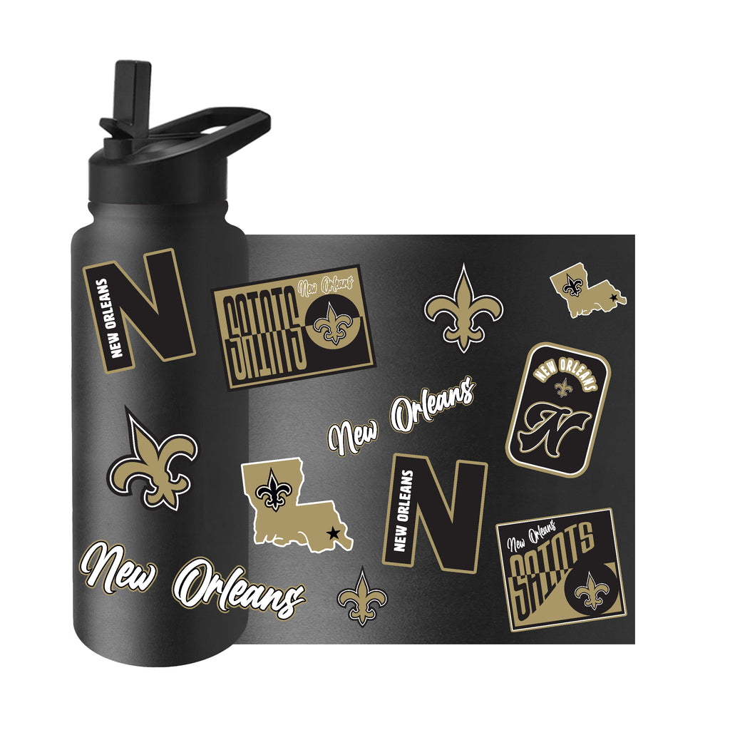 New Orleans Saints Quencher Bottle 34oz Stainless Steel Dreamweave - Logo Brands