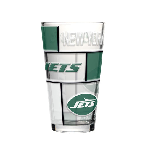 New York Jets Pint Glass 16oz Quilted Stained Boxed - Logo Brands