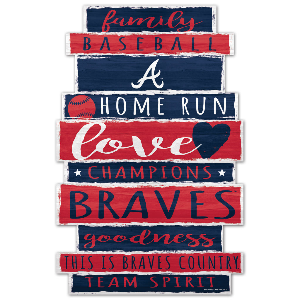 Atlanta Braves Sign 11x17 Wood Family Word Design - WinCraft