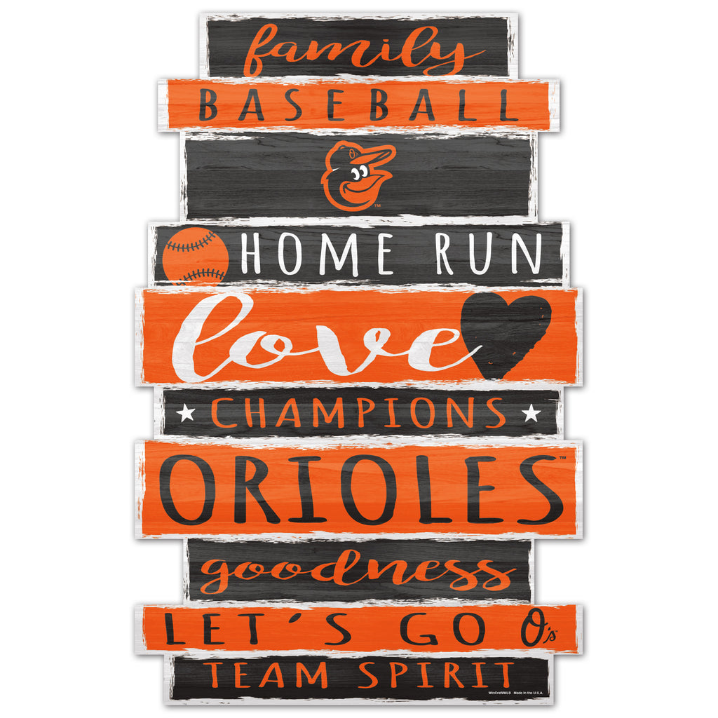 Baltimore Orioles Sign 11x17 Wood Family Word - WinCraft