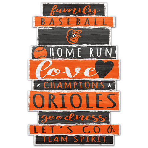 Baltimore Orioles Sign 11x17 Wood Family Word - WinCraft