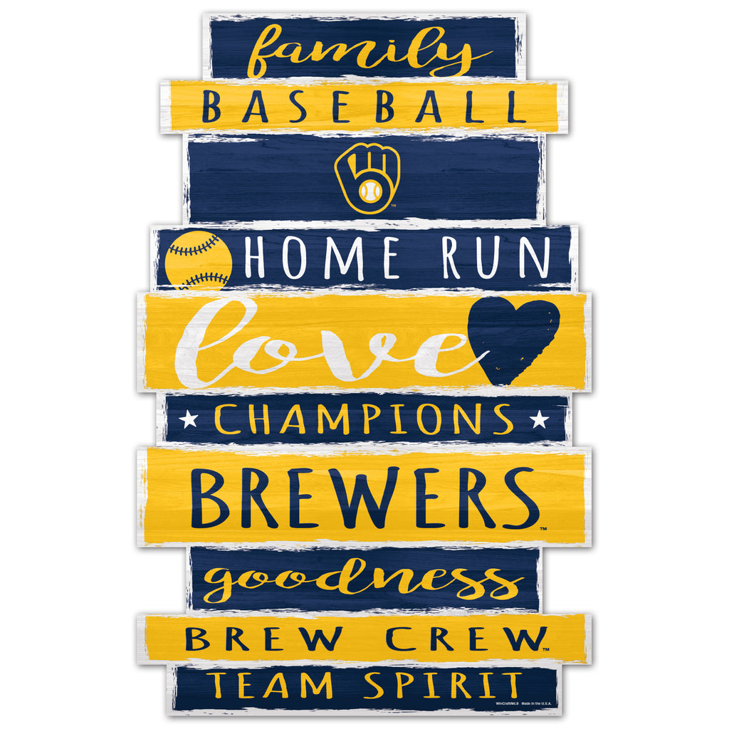 Milwaukee Brewers Sign 11x17 Wood Family Word - WinCraft