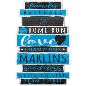 Miami Marlins Sign 11x17 Wood Family Word - WinCraft