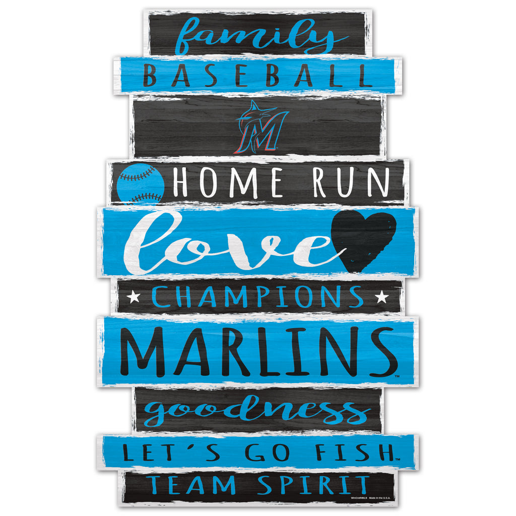 Miami Marlins Sign 11x17 Wood Family Word - WinCraft