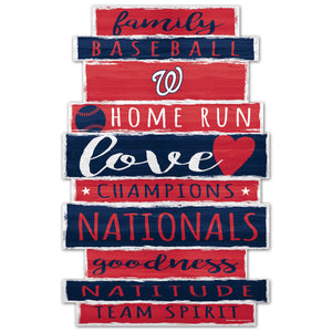 Washington Nationals Sign 11x17 Wood Family Word - WinCraft