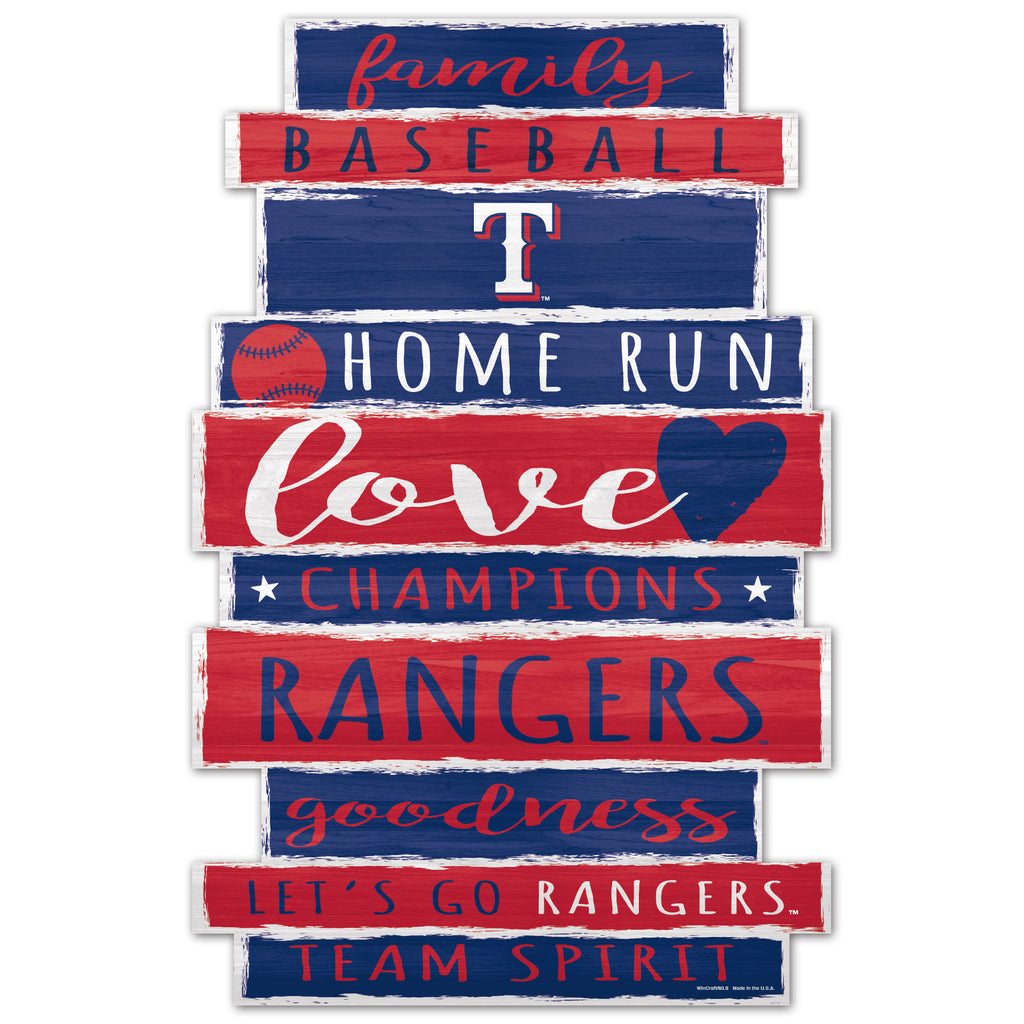 Texas Rangers Sign 11x17 Wood Family Word - WinCraft